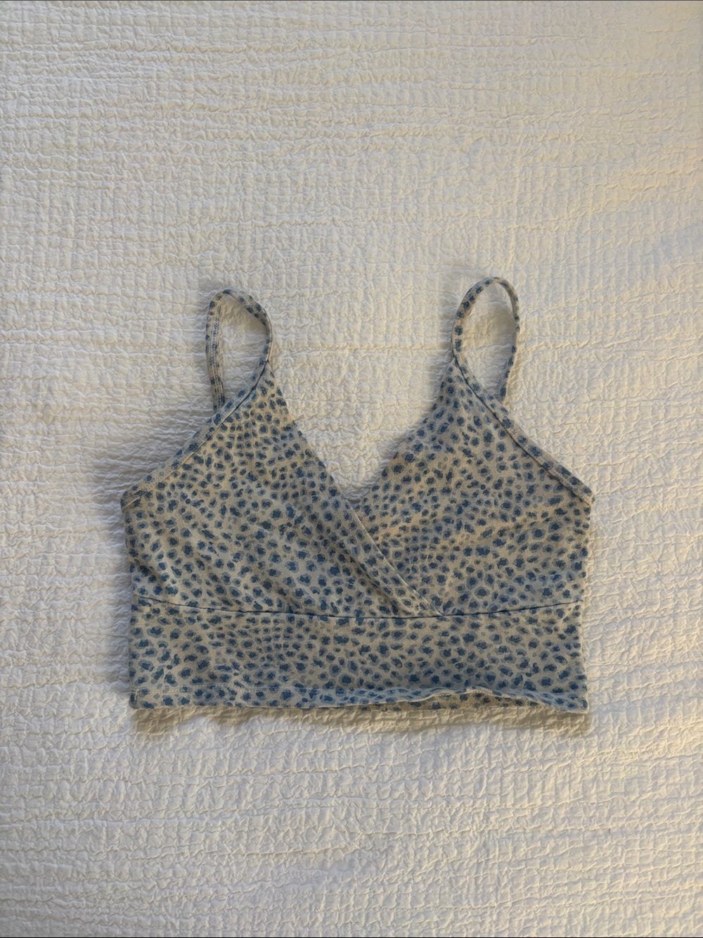 Brandy Melville Blue Leopard Wrap Cropped Cami